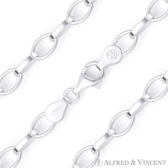 5.6mm Romy Link Oval Cable Chain Necklace in .925 Italy Sterling Silver - 30"